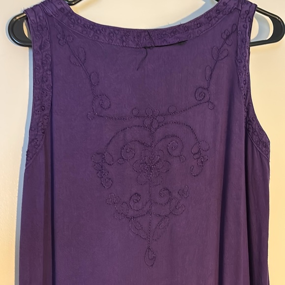 Purple embroidered maxi Sleeveless Dress large - Picture 7 of 9